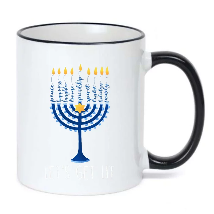 Lets Get Lit Happy Hanukkah Menorah Jewish Black Color Changing Mug