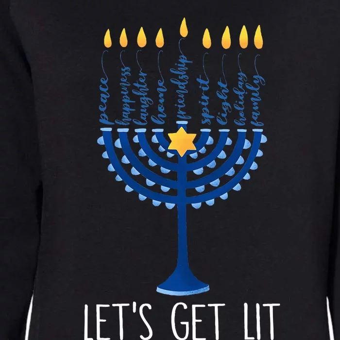 Lets Get Lit Happy Hanukkah Menorah Jewish Womens California Wash Sweatshirt