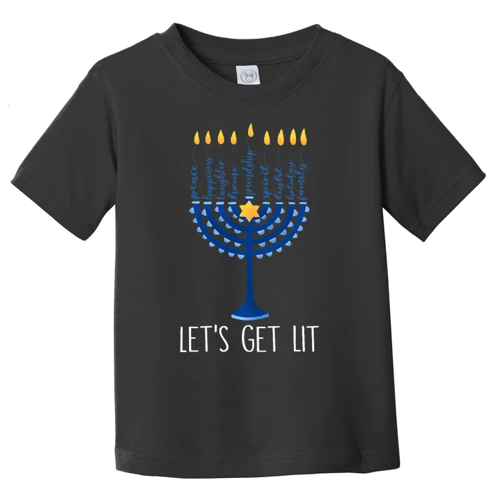 Lets Get Lit Happy Hanukkah Menorah Jewish Toddler T-Shirt