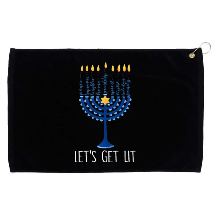 Lets Get Lit Happy Hanukkah Menorah Jewish Grommeted Golf Towel