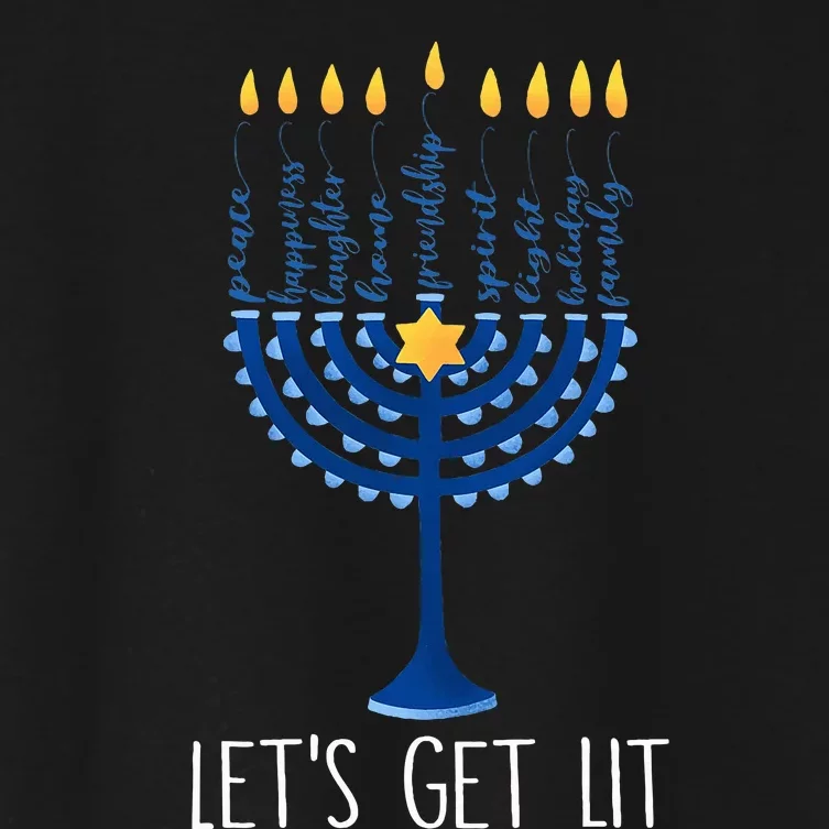 Lets Get Lit Happy Hanukkah Menorah Jewish Women's Crop Top Tee