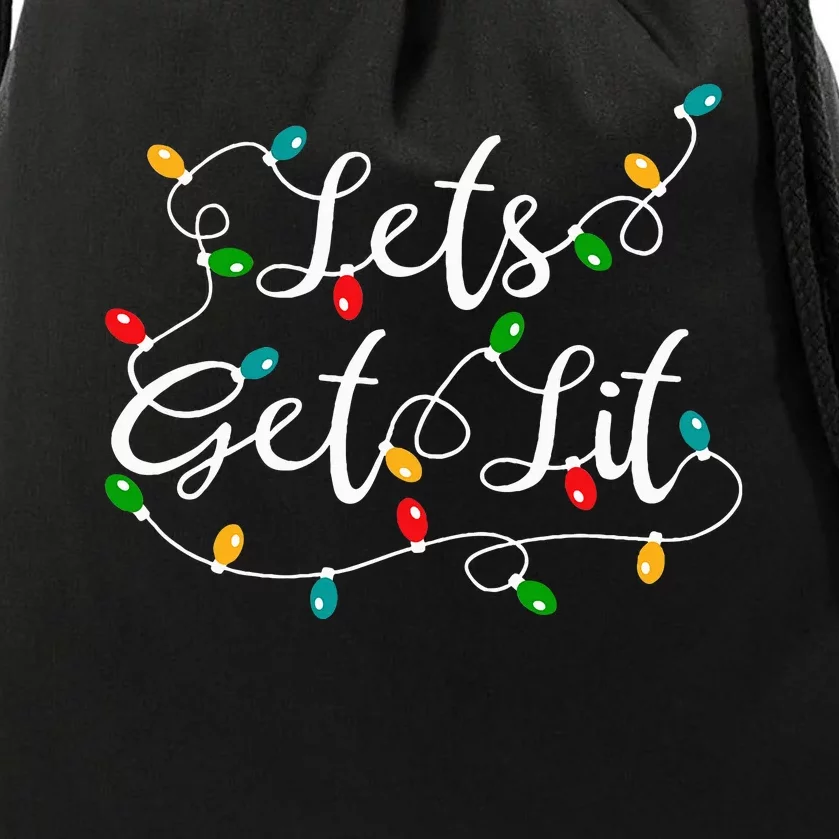 Let's Get Lit Funny Xmas Holidays Christmas Drawstring Bag