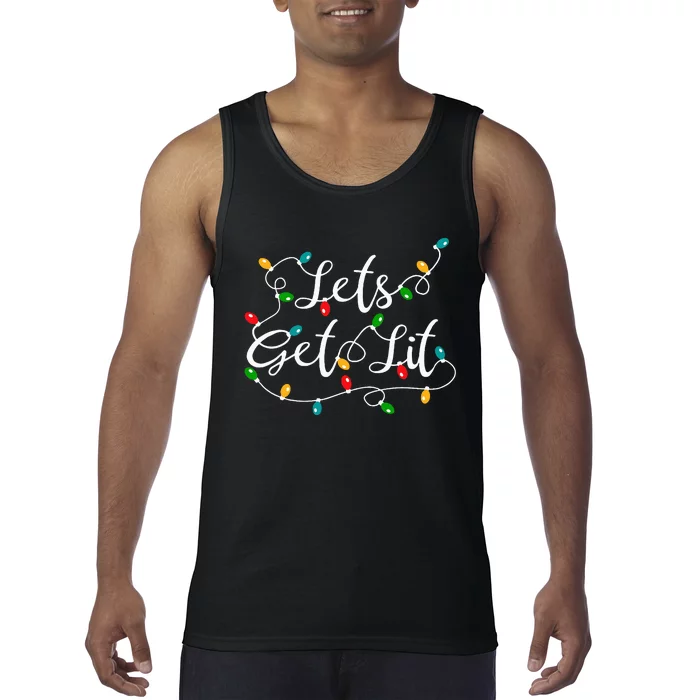 Let's Get Lit Funny Xmas Holidays Christmas Tank Top