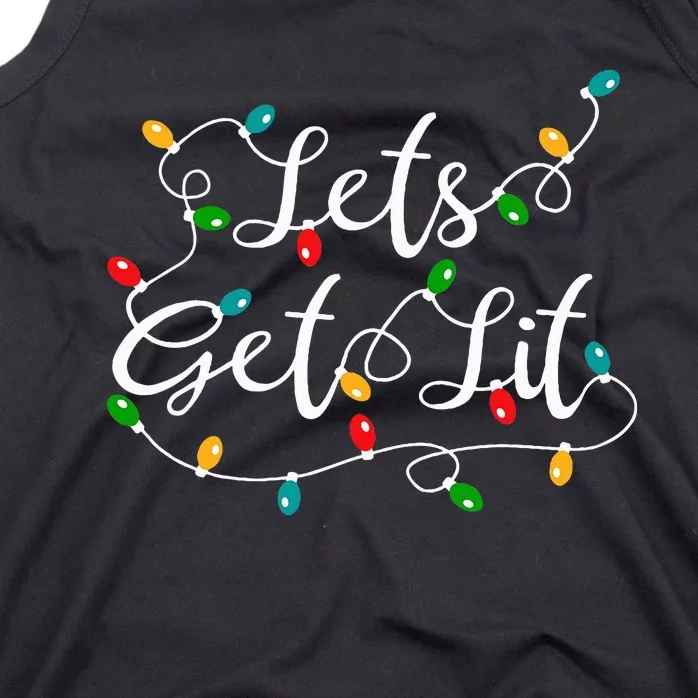 Let's Get Lit Funny Xmas Holidays Christmas Tank Top