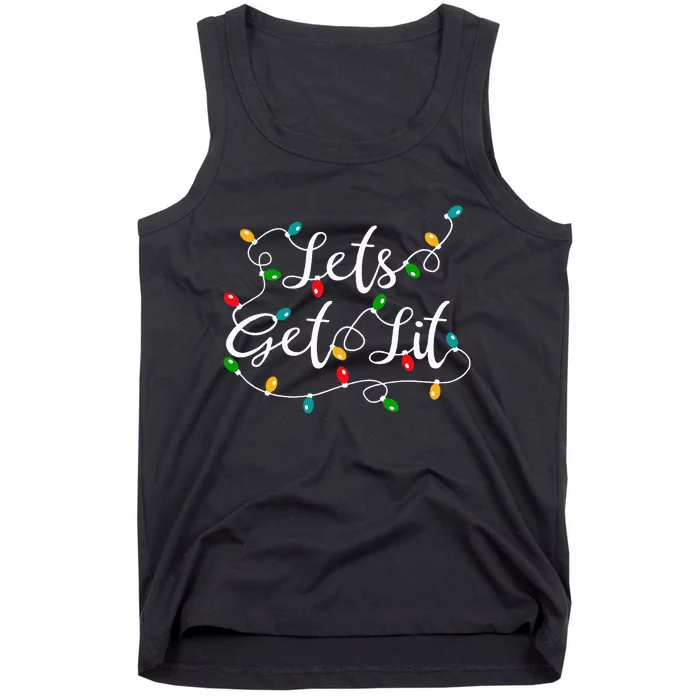 Let's Get Lit Funny Xmas Holidays Christmas Tank Top