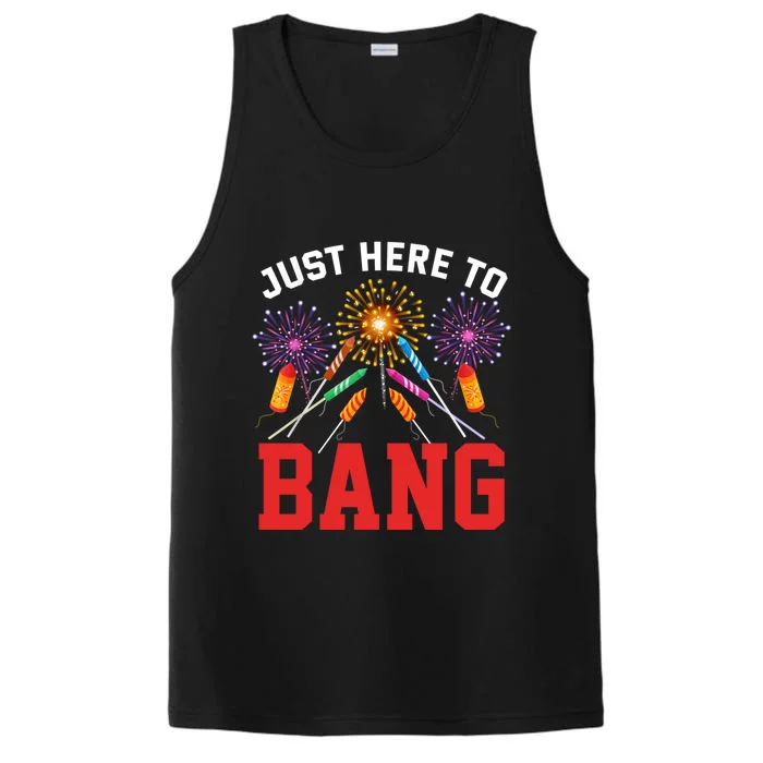 Lets Get Lit Fireworks 4th Of July Tee Just Here To Bang Performance Tank