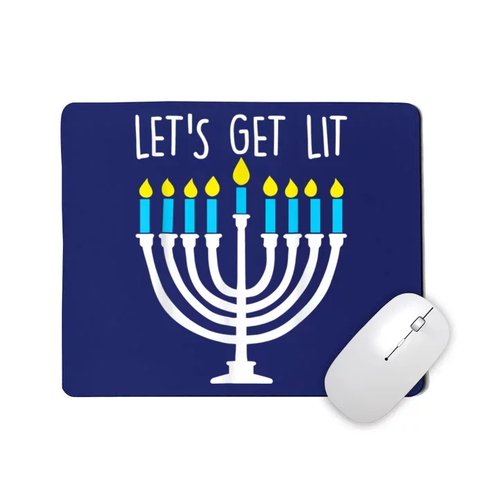 Let's Get Lit Funny Hanukkah Chanukah Pajamas Girls Mousepad