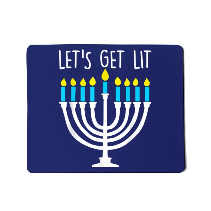 Let's Get Lit Funny Hanukkah Chanukah Pajamas Girls Mousepad