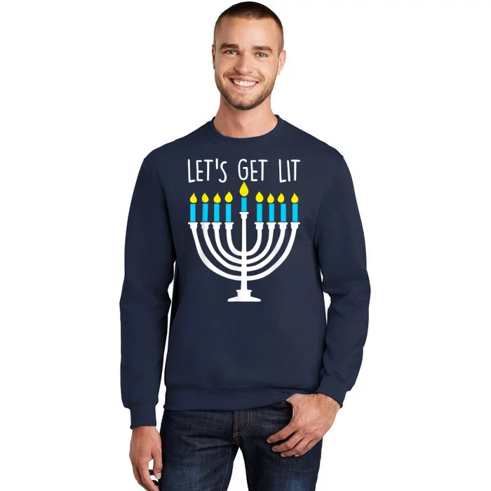 Let's Get Lit Funny Hanukkah Chanukah Pajamas Girls Tall Sweatshirt