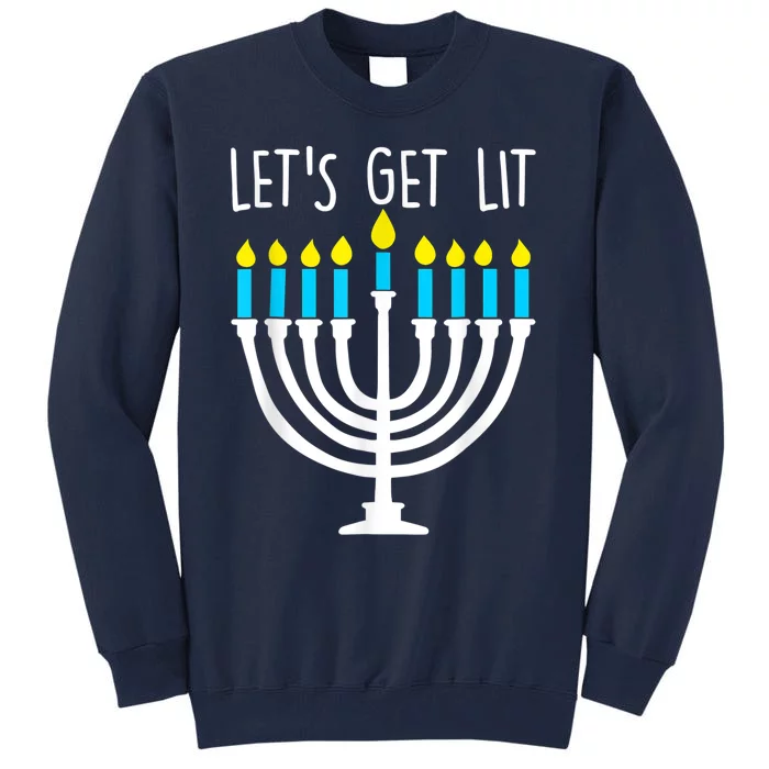 Let's Get Lit Funny Hanukkah Chanukah Pajamas Girls Tall Sweatshirt