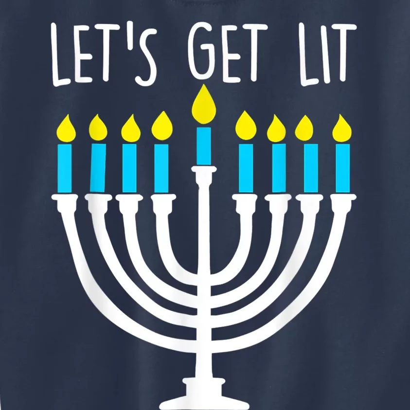 Let's Get Lit Funny Hanukkah Chanukah Pajamas Girls Kids Sweatshirt