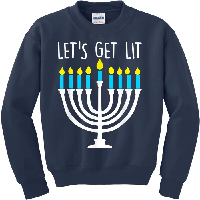 Let's Get Lit Funny Hanukkah Chanukah Pajamas Girls Kids Sweatshirt