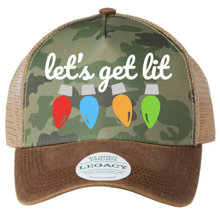 Let's Get Lit Ing Vintage Funny Christmas Saying Cool Gift Legacy Tie Dye Trucker Hat