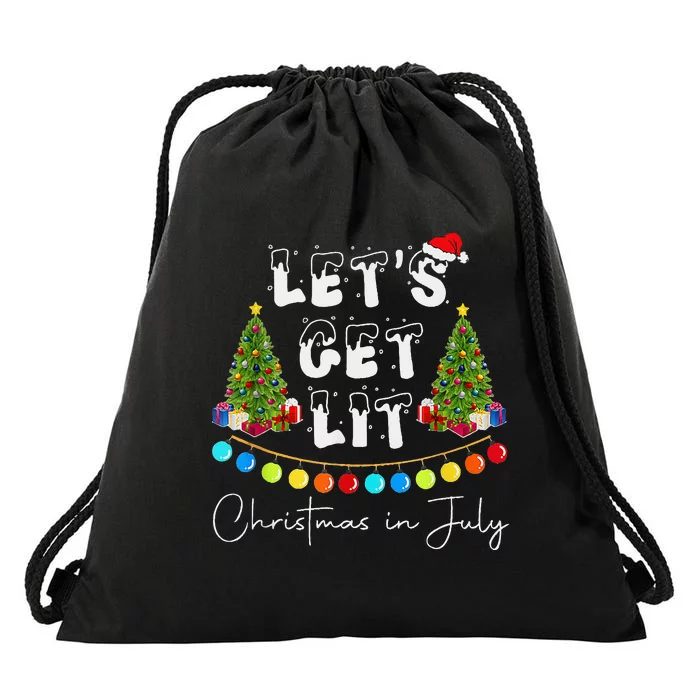 Let's Get Lit Christmas In July Drawstring Bag