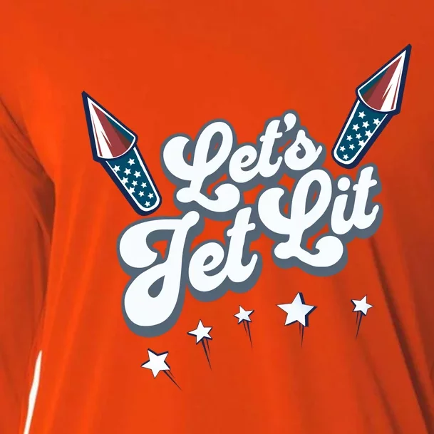 LetS Get Lit Patriotic Fourth Of July 4th Cooling Performance Long Sleeve Crew