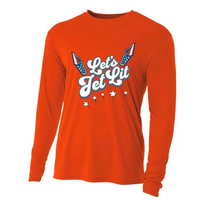 LetS Get Lit Patriotic Fourth Of July 4th Cooling Performance Long Sleeve Crew