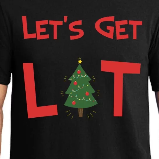 Let's Get Lit Funny Christmas Ing Xmas Lights Funny Gift Pajama Set