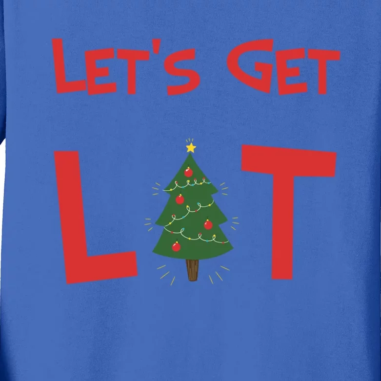 Let's Get Lit Funny Christmas Ing Xmas Lights Funny Gift Kids Long Sleeve Shirt