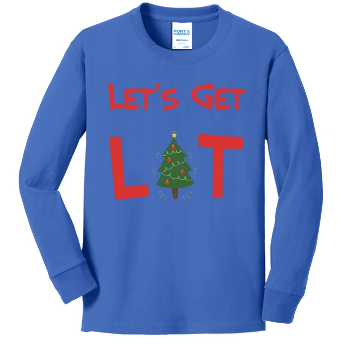 Let's Get Lit Funny Christmas Ing Xmas Lights Funny Gift Kids Long Sleeve Shirt