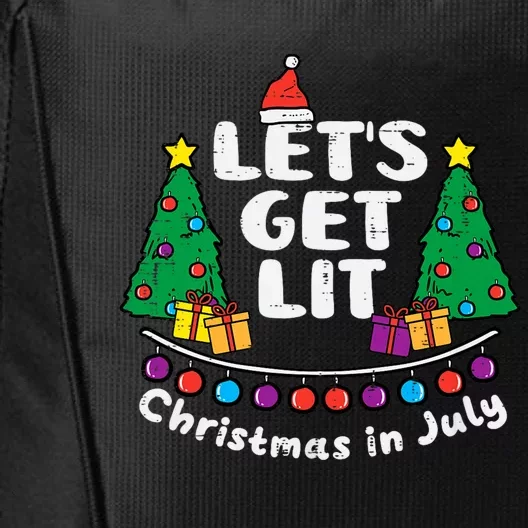 Lets Get Lit Christmas In July Funny Summer Xmas City Backpack