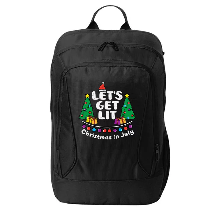 Lets Get Lit Christmas In July Funny Summer Xmas City Backpack