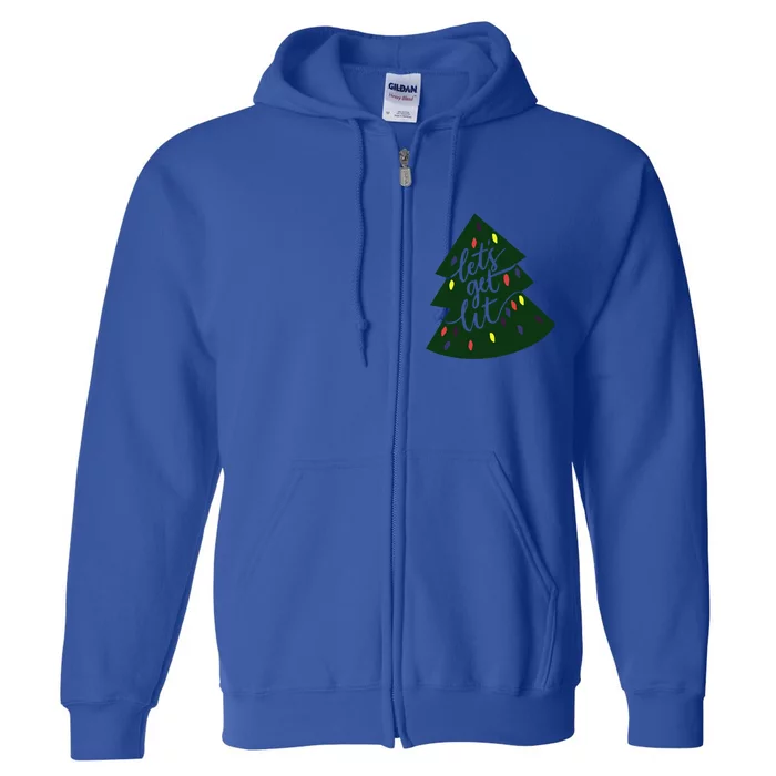 Let's Get Lit Funny Christmas Ing Xmas Lights Funny Gift Full Zip Hoodie