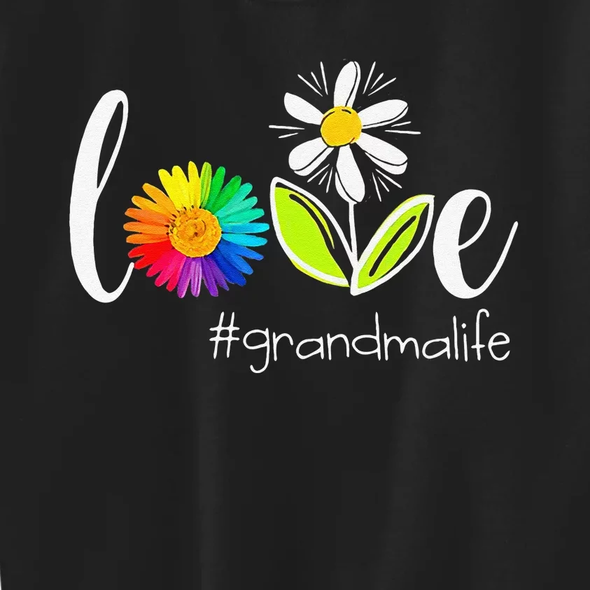 Love Grandma Life Wildlife Flower Kids Sweatshirt