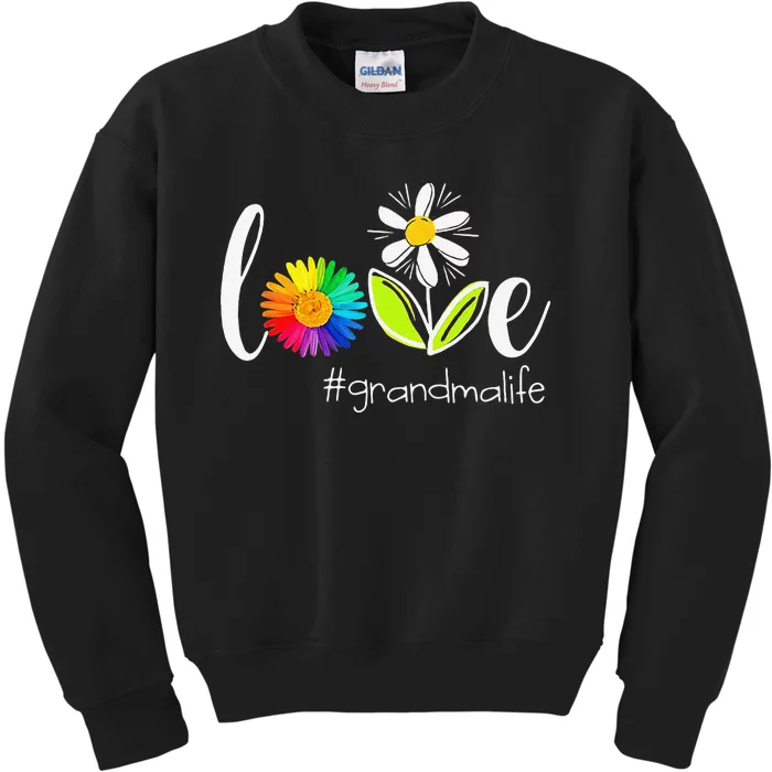 Love Grandma Life Wildlife Flower Kids Sweatshirt