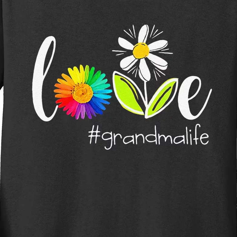 Love Grandma Life Wildlife Flower Kids Long Sleeve Shirt