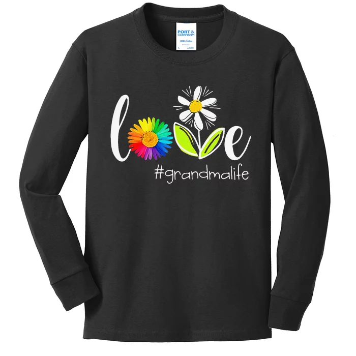 Love Grandma Life Wildlife Flower Kids Long Sleeve Shirt