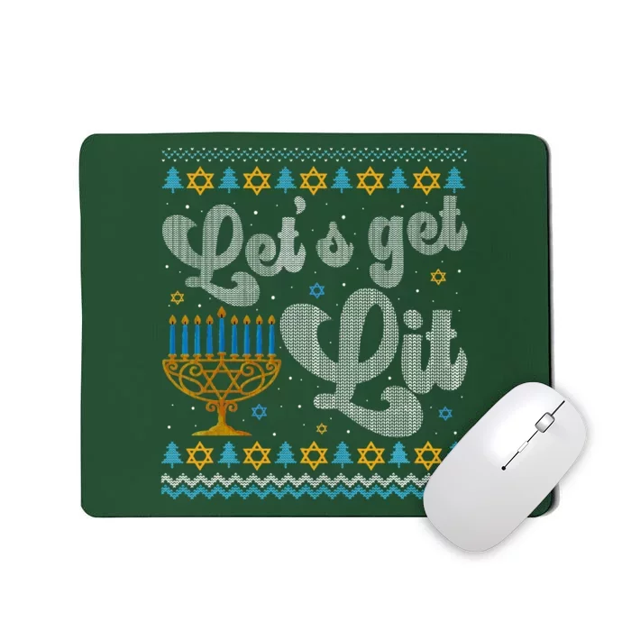 Let's Get Lit Hanukkah Menorah Funny Ugly Christmas Mousepad