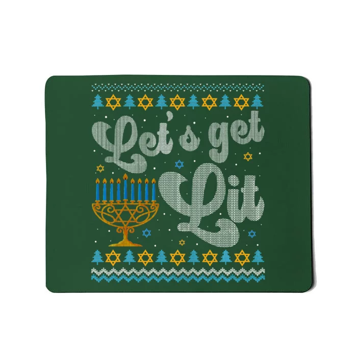 Let's Get Lit Hanukkah Menorah Funny Ugly Christmas Mousepad