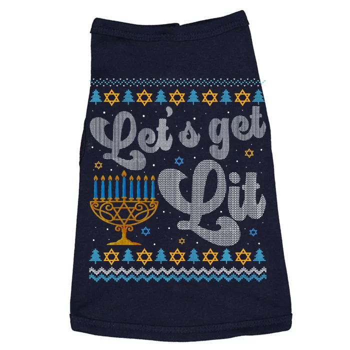 Let's Get Lit Hanukkah Menorah Funny Ugly Christmas Doggie Tank