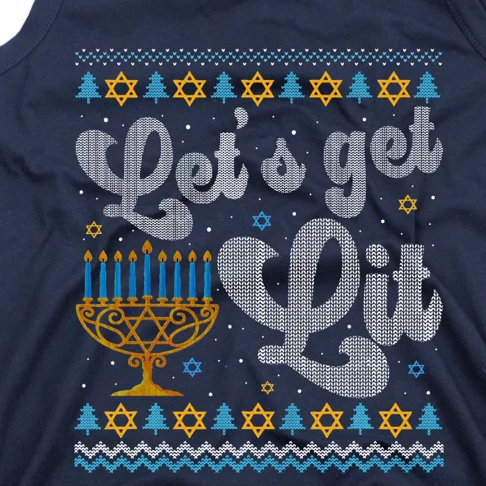 Let's Get Lit Hanukkah Menorah Funny Ugly Christmas Tank Top