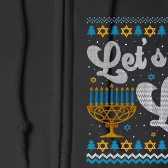 LetS Get Lit Hanukkah Menorah Funny Ugly Christmas Sweater Full Zip Hoodie