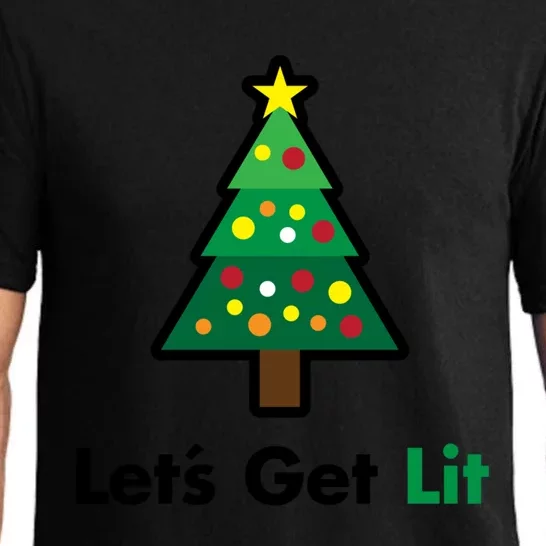 Let's Get Lit Funny Christmas Ing Xmas Lights Funny Gift Pajama Set