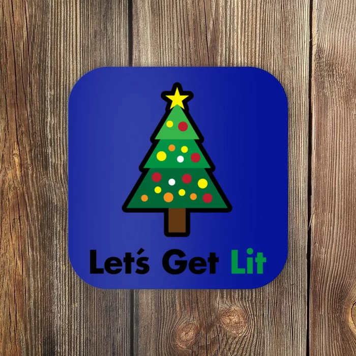 Let's Get Lit Funny Christmas Ing Xmas Lights Funny Gift Coaster