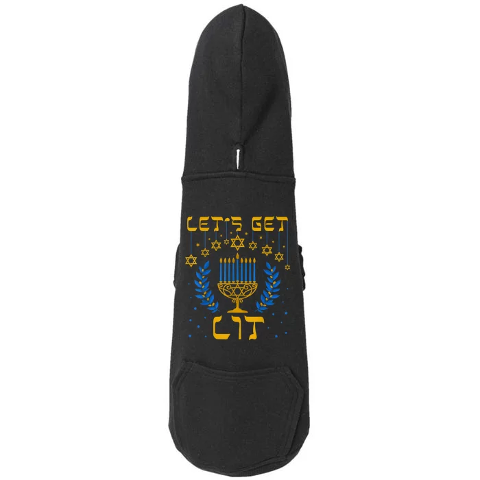 Let's Get Lit Hanukkah Shirt Jeworah Jewish Chanukkah Doggie 3-End Fleece Hoodie