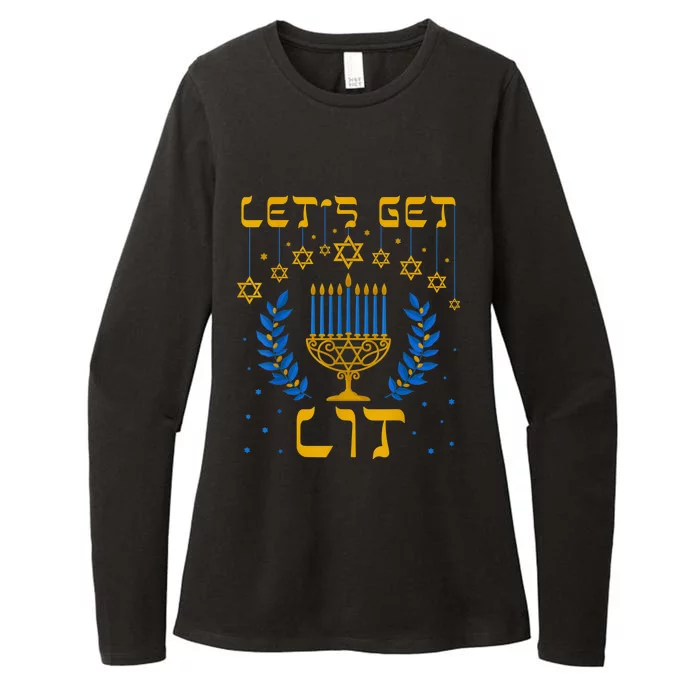 Let's Get Lit Hanukkah Shirt Jeworah Jewish Chanukkah Womens CVC Long Sleeve Shirt