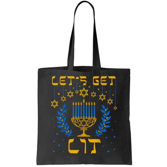 Let's Get Lit Hanukkah Shirt Jeworah Jewish Chanukkah Tote Bag