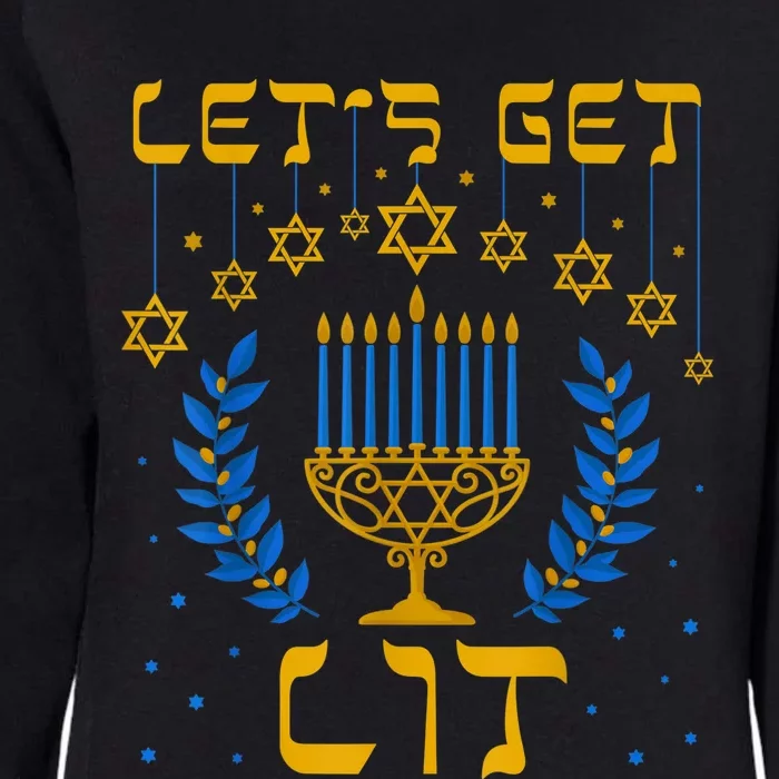 Let's Get Lit Hanukkah Shirt Jeworah Jewish Chanukkah Womens California Wash Sweatshirt