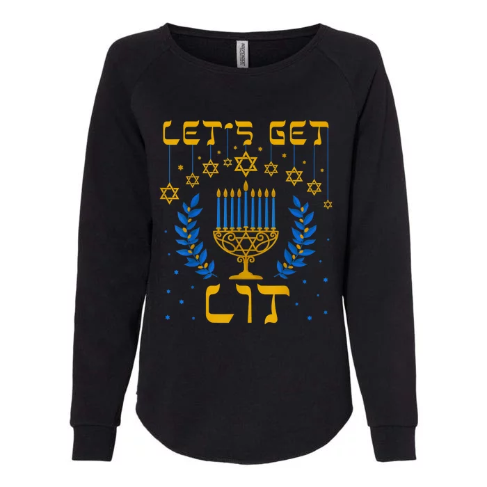 Let's Get Lit Hanukkah Shirt Jeworah Jewish Chanukkah Womens California Wash Sweatshirt