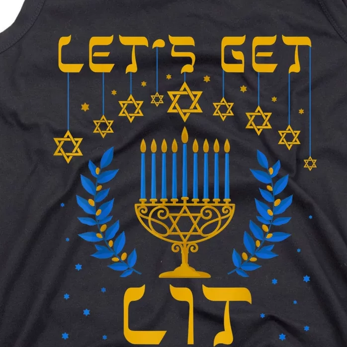 Let's Get Lit Hanukkah Shirt Jeworah Jewish Chanukkah Tank Top