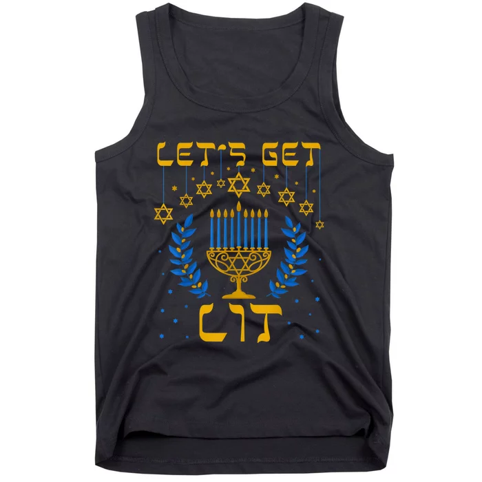 Let's Get Lit Hanukkah Shirt Jeworah Jewish Chanukkah Tank Top