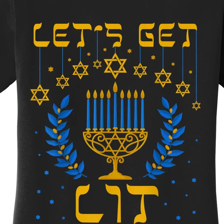 Let's Get Lit Hanukkah Shirt Jeworah Jewish Chanukkah Women's T-Shirt