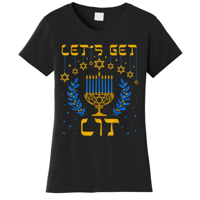 Let's Get Lit Hanukkah Shirt Jeworah Jewish Chanukkah Women's T-Shirt