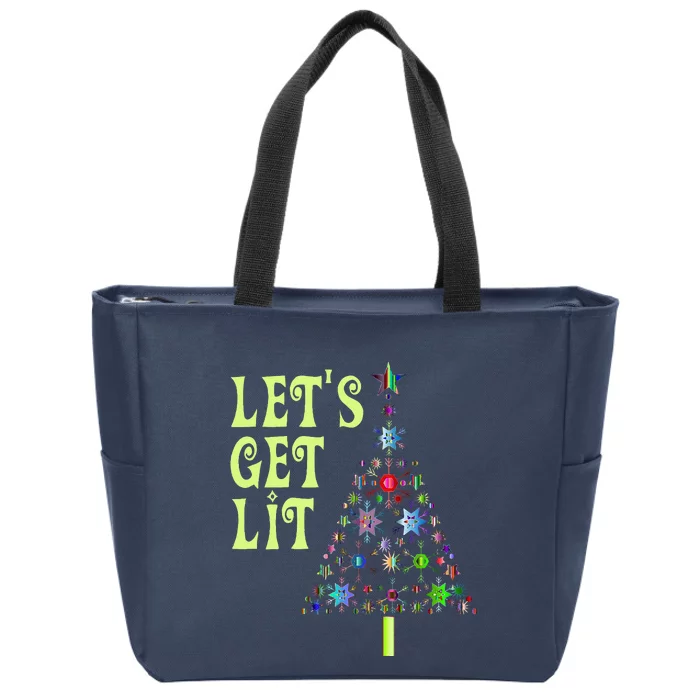 LetS Get Lit Adult Funny Christmas Zip Tote Bag