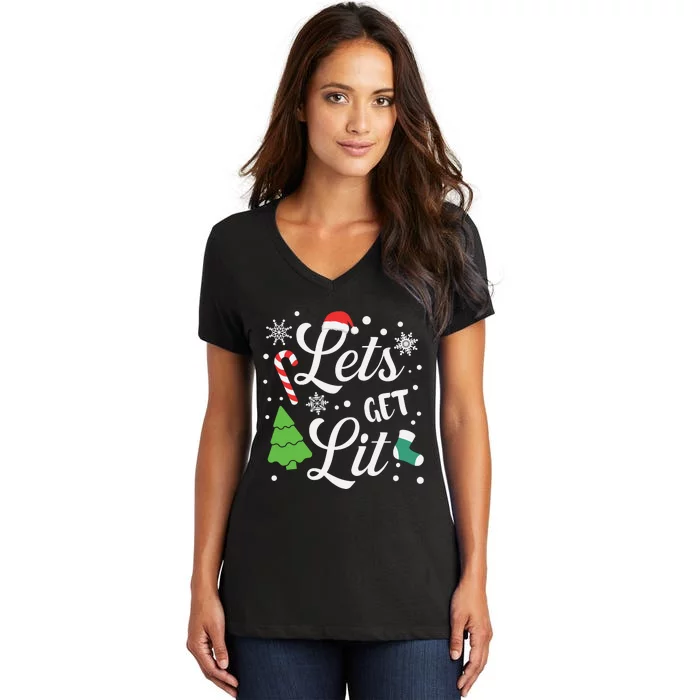 Lets Get Lit Women's V-Neck T-Shirt