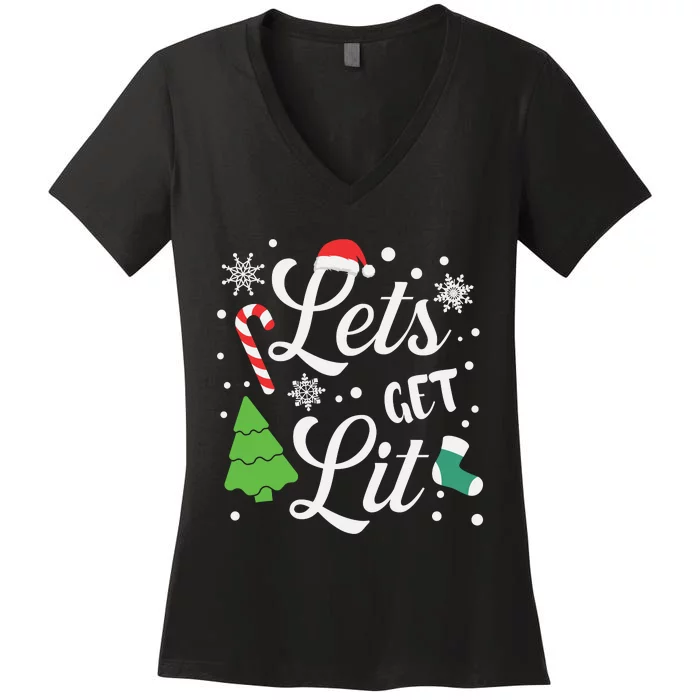 Lets Get Lit Women's V-Neck T-Shirt