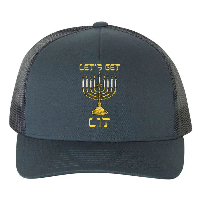 Let's Get Lit Chanukah Happy Hanukkah Funny Menorah Jewish Yupoong Adult 5-Panel Trucker Hat